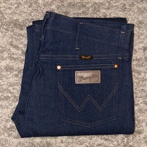 Wrangler Men's 13MWZ Dark Wash High Rise Rigid Cowboy Cut Straight Jeans 33 x 34